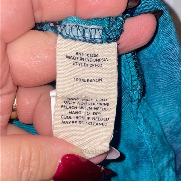 Soft Surroundings Navy and Teal Floral Blouse - Picture 11 of 12